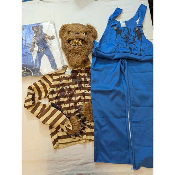 Spirit Halloween Deadly Bear Kids Costume L 12–14 Mask Gloves Overalls Shirt - Picture 3 of 9